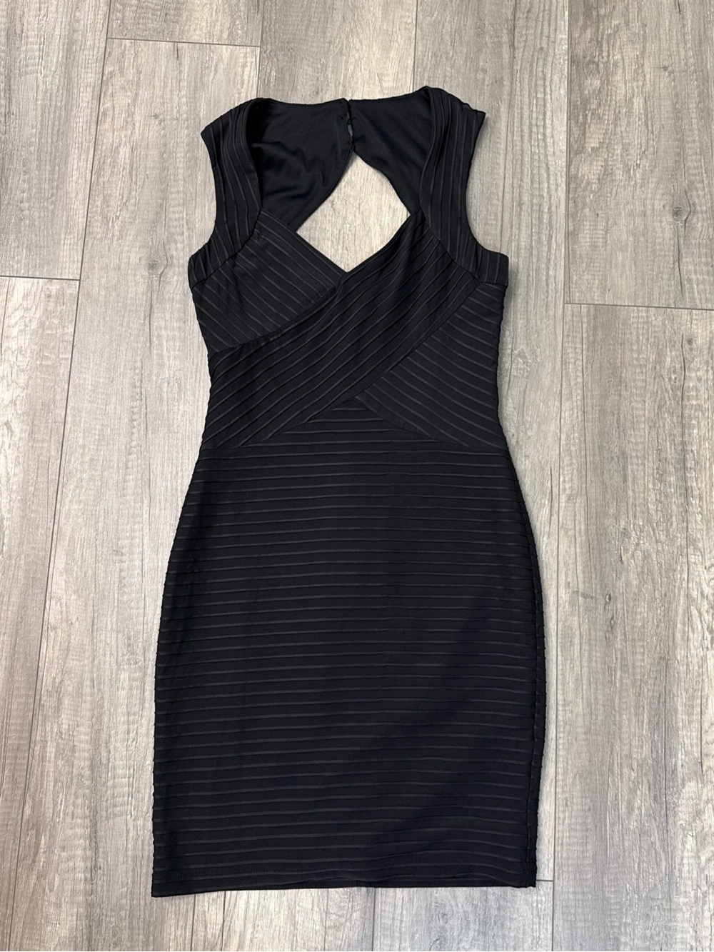 Eliza J Black Sleeveless Midi Sheath Dress with Cutout Back